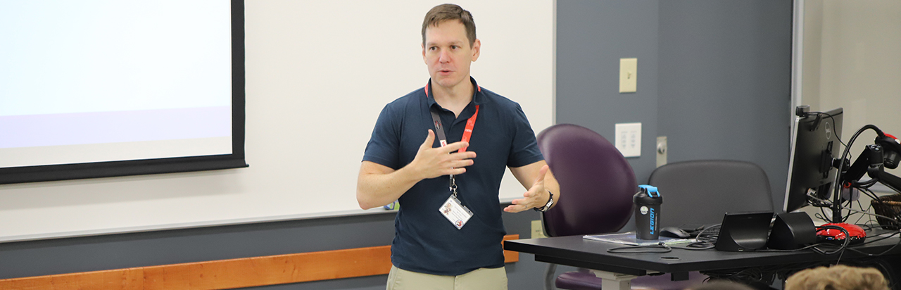 man giving a lecture